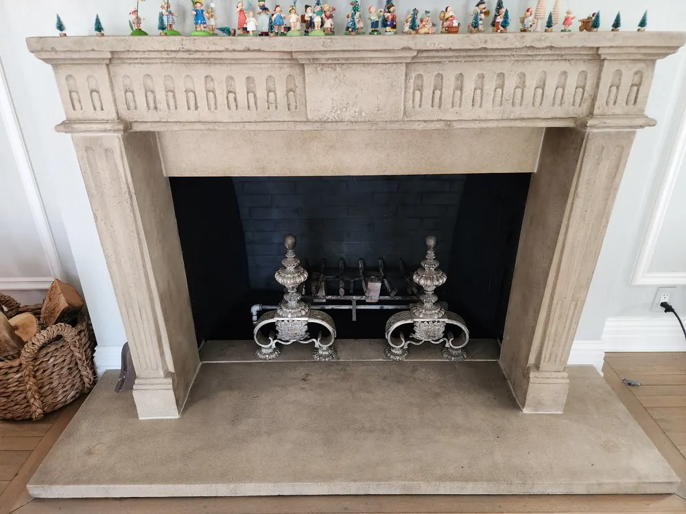 Ornate fireplace after firebox cleaning